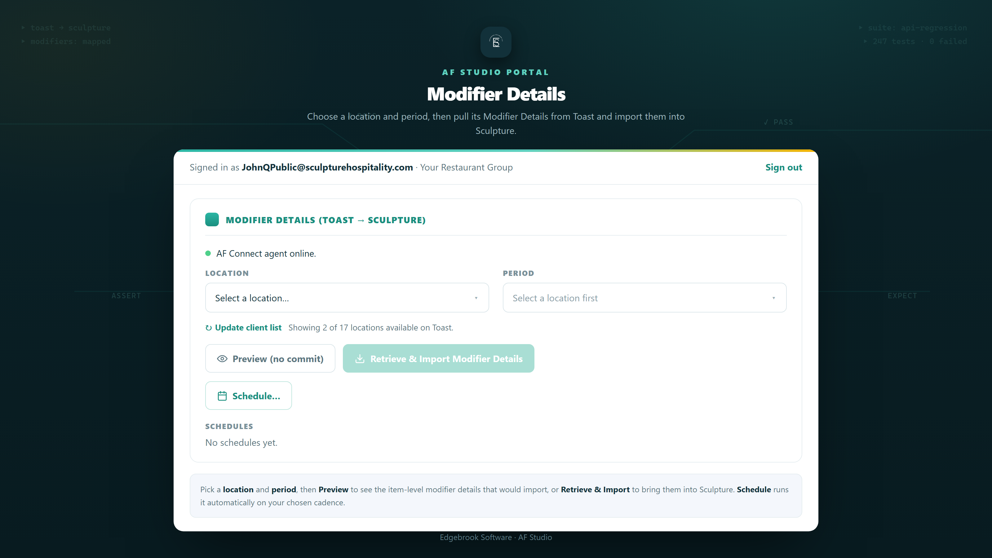 Modifier Details screen